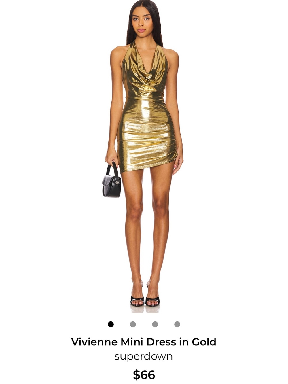 superdown Metallic Gold Halter Mini Dress
